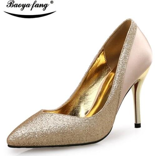 BaoYaFang Brand Spring and Autumn 7cm/9cm shallow ladies single shoes High heels Womens Pumps female fashion shoes red sole