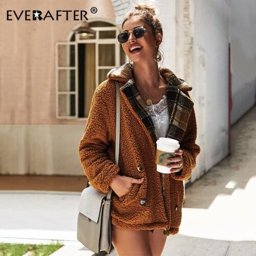 EVERAFTER Vintage women solid faux fur coat shawl collar Autumn winter new soft ladies jacket coat long sleeve cardigans outwear