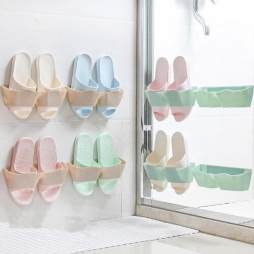 1pc Household Wall Shoe Rack Wall Slippers Shelf Living Room Bathroom Simple Paste Slippers Storage Rack