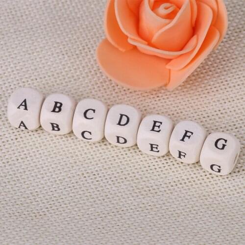 100pcs/Set Kids DIY Mixed Letters Cube Colourful Alphabet Letters Wood Bead Square Loose Beads For DIY Jewelry Making