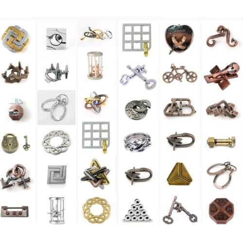 9pcs Magic Classic Metal IQ Teaser Cast Puzzles Game Brain IQ Toys for Adults Children Kids Enlighten Toys