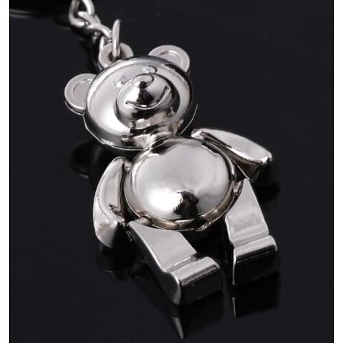 97QE Metal Movable Bear Keychain 3D Animal Kering Women Car Handbag Charm Accessory