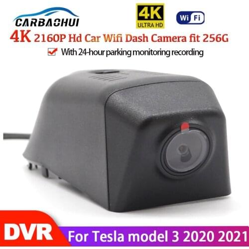 Car DVR Dash Cam Full HD 2160P Night Vision WiFi Dash Camera Video Recorder 24h Parking Monitoring For Tesla model 3 2020 2021