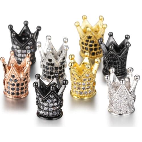 5pcs/lot Charms Metal natural Stone crystal CZ Zircon Crown DIY Beads Men Bracelet beadwork accessories for jewelry making C69