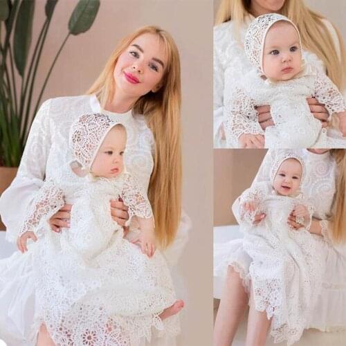 Baby Kids First Communion Dresses Vintage Jewel Neck with 3/4 Sleeve Lace Applique Wedding Flower Girl Dresses with Hats