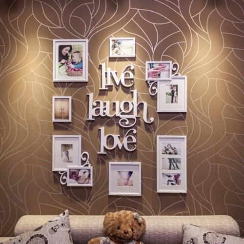 European-style heart-shaped photo wall photo frame wall creative combination living room stairs wall sticker