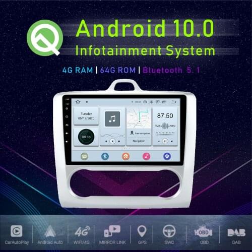 JSTMAX 9" Android 10.0 Car GPS Player For Ford Focus 2 II 2002-2011 auto AC Auto Stereo Multimedia Player