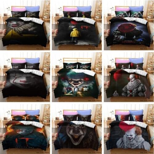 3D Horror Movie Clown Series Bedding Set Digital Print Duvet Cover BedLine US/AU/EU/UK Size Kids Cartoon Bedclothes No Filling