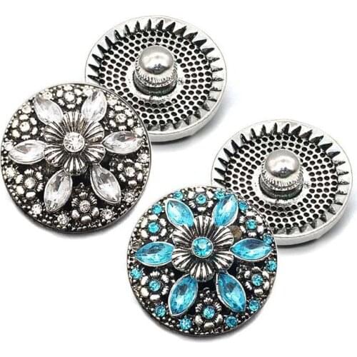 Wholesale metal Rhinestone Snap Buttons w256 flowers Diy Jewelry fit 18mm 30mm Snap button Necklaces/Bracelets for women