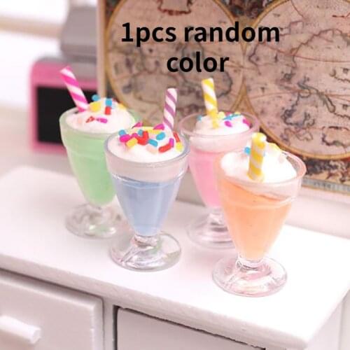 MiniDrink Ice Cream Cups Set, Fruit Vegetable Bottle, Mini Food Doll Accessories Fit Play House Toy Dollhouse Miniature