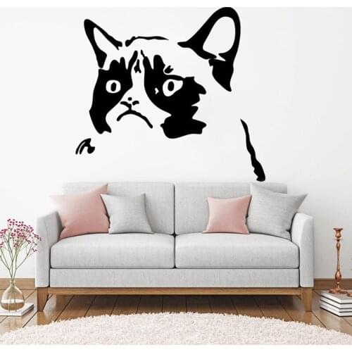 Cat Meme Face Wall Decal Pet Vinyl Sticker decor Waterproof Mural Animal Vinyl Art Living Room Decor Removable Decals HY1265