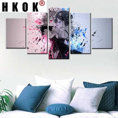 HKOK Wall Art Canvas Painting Poster Modern 5 Pcs Module Pictures Children Modern Home Decor Boys Room Decoration Painted