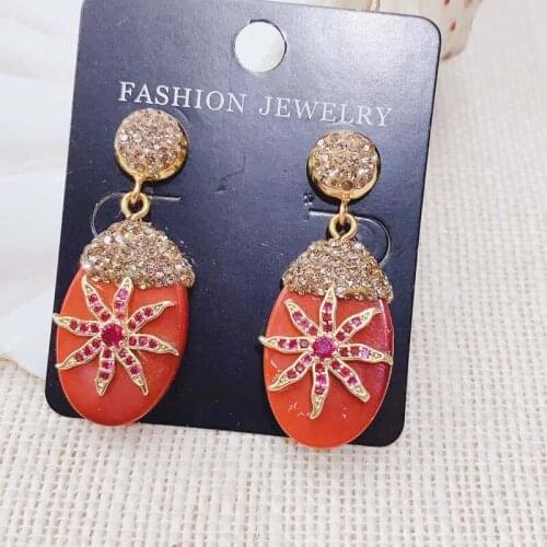 New Design Fashion Earring Crystal Flower Natural Gemstone Earring Bohemia personality Charm Dangle of Earring 3pairs mix Color