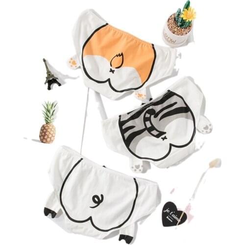 Japan Anime Neko Atsume Cute Printing Lolita Cotton Underpants Panties Girls Kawaii Bow Briefs Underwear