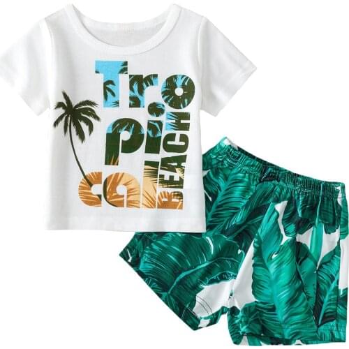 Baby Boy Clothing 0-24m Infant Baby Boy Summer Clothes Set Coconut Tree Print T-shirt Beach Shorts Clothes Outfits Set