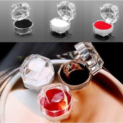 1Pc Jewelry Organizer Ring Earring Acrylic Gift Box Storage Transparent Case
