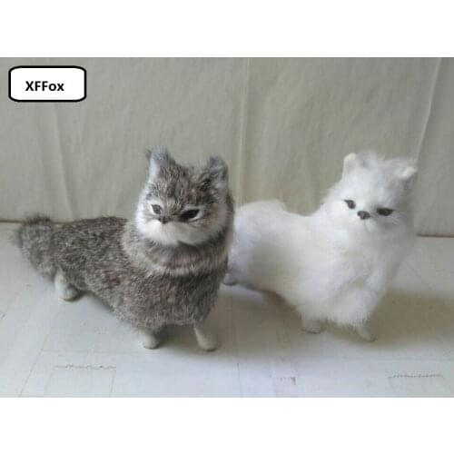A pair of real life gray&white fox models plastic&furs simulation standing fox dolls gift about 26x15cm xf1765