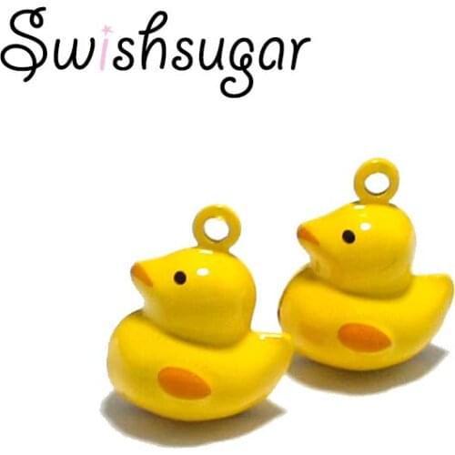 Cute Rubber Duck Bell Pendant Charms Fit Bracelet Charm Necklace Pendant Holiday Party Festival Decor