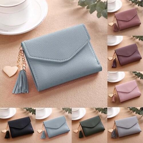 12*9cm Women Girl Casual Small Mini Hand Clutch PU Leather Short Design Wallet Photo Credit ID Card Holder Coin Purse