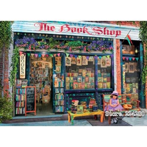 Needlework,Hang paintings,bookshops, little girls,14ct Counted,Handmade DIY,Cross-stitch kits,Sets for Embroidery Art Home