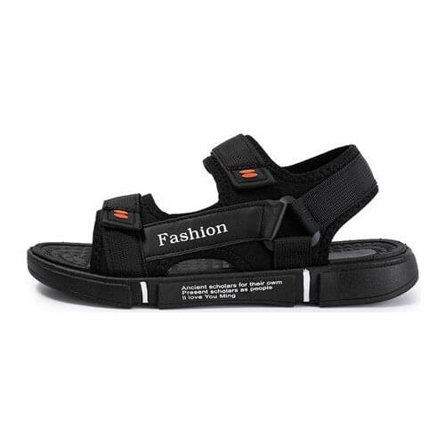 Waterproof Summer New Fashion Mens Sandals Casual Black Beach Mens Casual Sandals Print Sewing Mens Flat Sandals