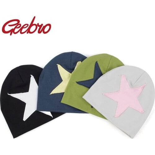 Geebro Newborn baby Girls Boys Cotton Pentagram Hat And Caps Unisex 0-3 Month Girl Kids Soft Skullies Beanies Newborn Accessory