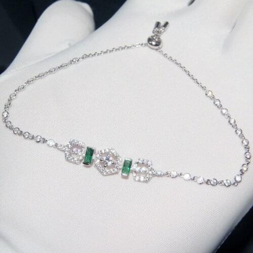 SOELLE 925 Sterling Silver Geometry Fine Bracelet Blue Red Green AAA Cubic Zirconia Menotte for Women Party Wedding Jewelry