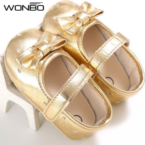 PU Leather Newborn Baby Girls Princess Big Bow Prewalkers Soft Bottom Shoes Crib Babe Ballet Dress Shoes