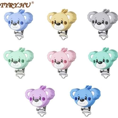 TYRY.HU 1pc Silicone Bear Baby Pacifier Chain Clip Holder DIY Teething Holder Soothing Pacifier Accessories