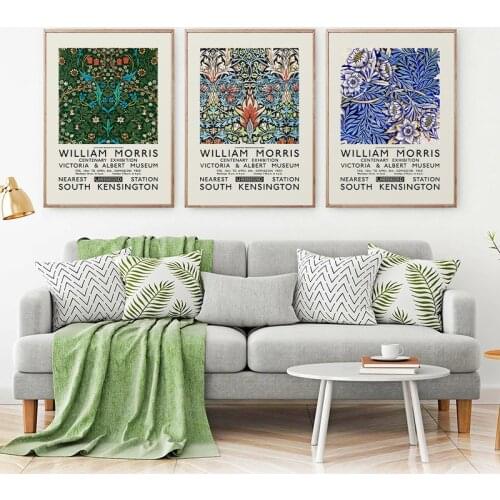 William Morris Floral Painting Canvas Print The Victoria and Albert Museum Exhibition Poster Wall Art Modern Living Room Decor