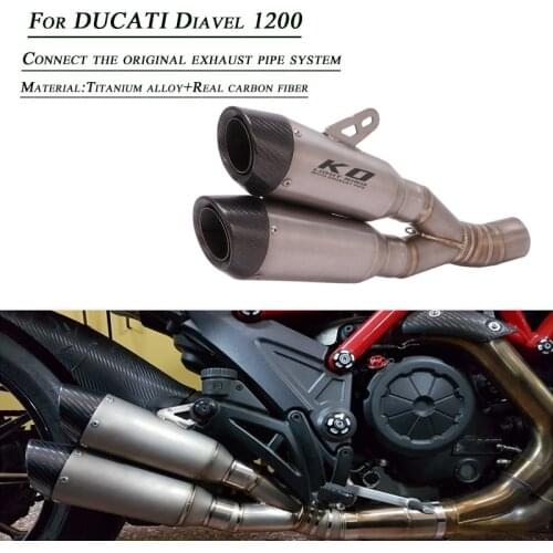 Motorcycle Titanium Alloy Tail Exhaust Muffler Pipe System Delete Replace Silencer Double Exit Silp on For Ducati Diavel 1200