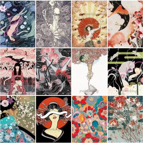 Japanese Kimono Ukiyo-E Diamond Painting Full Diamond Embroidery Cross Stitch Handicraft Gifts Mosaic Kit Home Tavern Decoration