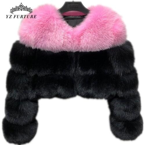 YZ Furture New Real Fox Fur Coat Women Warm Natural Fox Fur Coat Short Style Winter Genuine Fur Jacket Fashion Luxury Outerwear