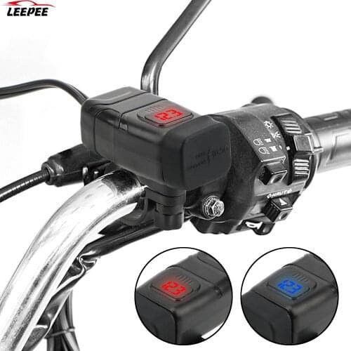 Digital Voltmeter Adapter Vehicle-mounted Motorcycle Quick Charger QC 3.0 Dual USB Charger ON OFF Switch Moto Accessories