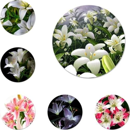 White pink lily flower Badge Brooch Pin Accessories For Clothes Backpack Decoration gift