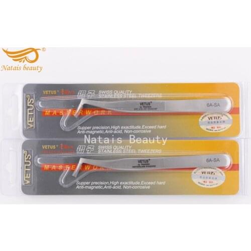 10pcs/lot Vetus 6A-SA False Eyelash Tweezer Best Quality Stainless Steel Anti-static Eyelash Tweezers