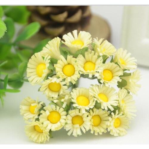 100pcs Mini Silk Artificial Daisy Flower Bouquet Wedding Party Decoration DIY Scrapbooking Stamen Candy Box Craft Fake flowers