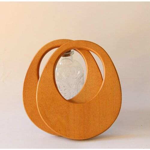 14x18cm Retro Wood Handle Knitting Bag Handles Wood DIY Parts Vintage Bags Purse Handles Wooden Purse Frame Round Bag Accessory