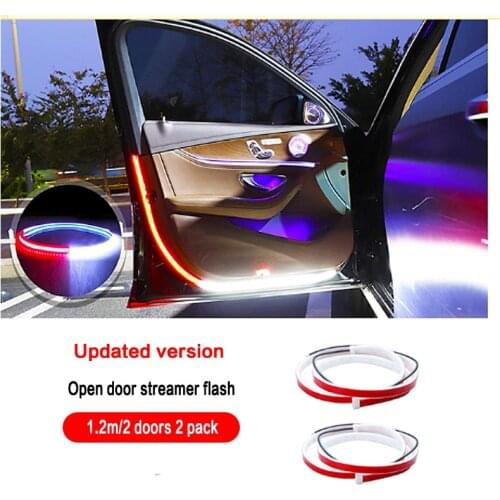 Car Door Lights LED Opening Warning Waterproof Decor Signal Lamp Strips Red White Interior Auto Accessory 12V Universal