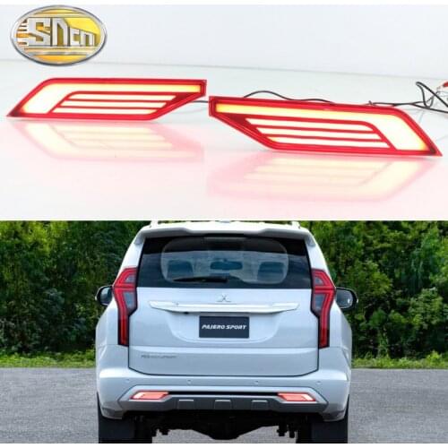 2PCS For Mitsubishi Pajero Sport 2019 - 2020 2-in-1 Functions Car LED Rear Fog Lamp Bumper Light Auto Brake Light Reflector