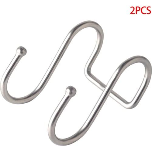 2 Pieces Stainless Steel Double S-Shaped Storage Hook for Bathroom Kitchen Wall Door Organizer Accessories