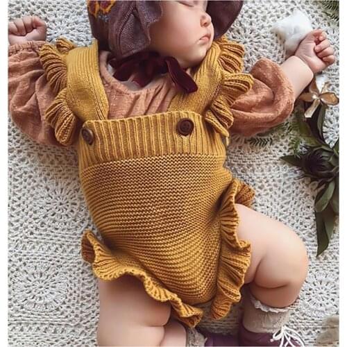 2021 Spring Soft Knit Rompers Autumn One-Pieces Jumpsuit Childrens Winter Baby Girls Sleevless Rompers Outfit Clothes