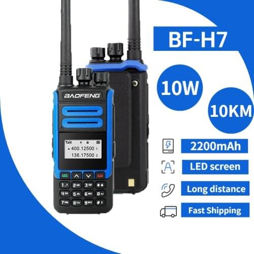 2021Hot BaoFeng BF-H7 10W High Power Walkie Talkie Portable CB Ham Two Way Radio Dual Band Transmitter 10KM Professional Hunting