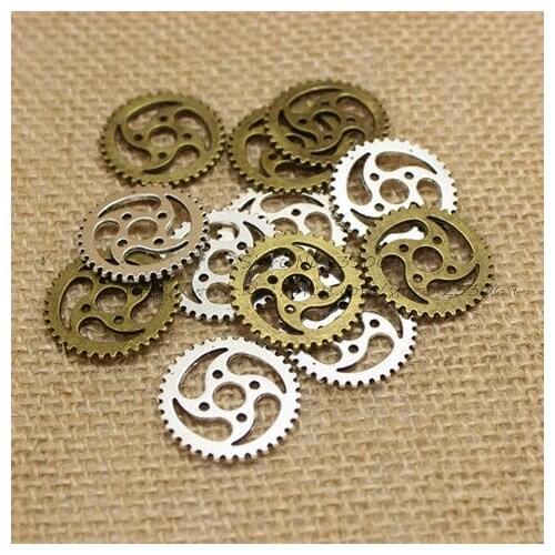 40 pieces/lot) 23mm Two Color Vintage Metal Alloy Gear Charms Gear Jewerly T0191
