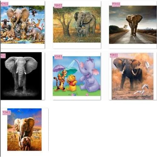 Diamond painting cross stitch,mosaic,rhinestone,Elephants,round,5d,diy,cartoon,animals,diamond embroidery NEW arrival