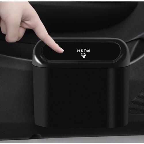 Car accessories Car Trash Bin Hanging Vehicle Garbage Dust Case Storage Box Trash Can Auto Black Abs Square Pressing Type Trash