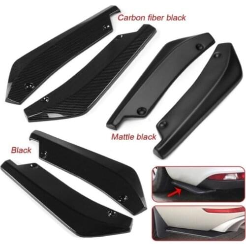 Car Universal Rear Bumper Spoiler Canards Diffuser Car Side Fin Scratch Protector Black Rear Lip Wrap Angle Splitters Modificati