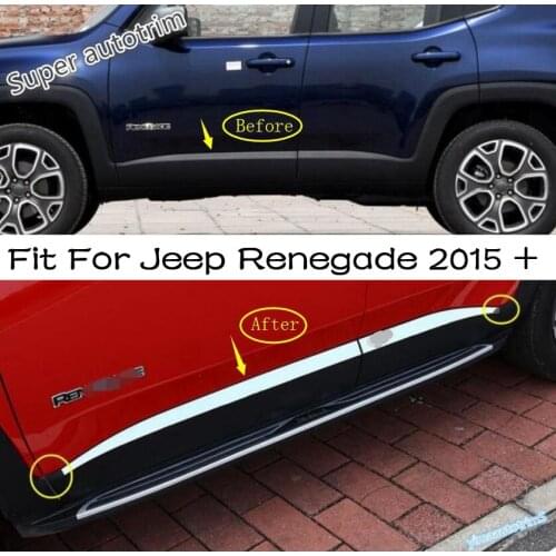 Lapetus Side Door Body Molding Strip Cover Trim Stainless Steel Fit For Jeep Renegade 2015 2016 2017 2018 2019 2020 Exterior Kit