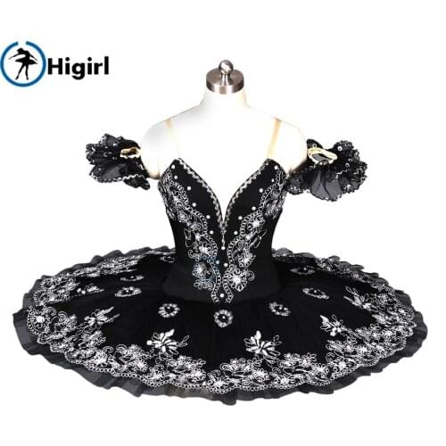 Black swan lake ballet tutu ballet costumes professional classical ballet tutus pancake tutu in black BT8973B