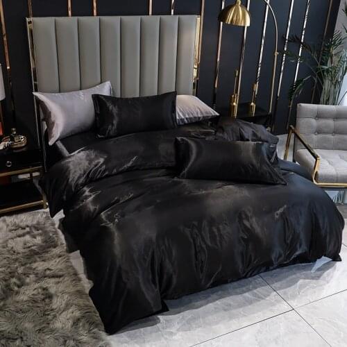Black Solid Color Quality Silky Soft Cotton Bedding Set Size Twin Double Full Queen King Duvet Cover 1Bed Sheet With Pillowcses